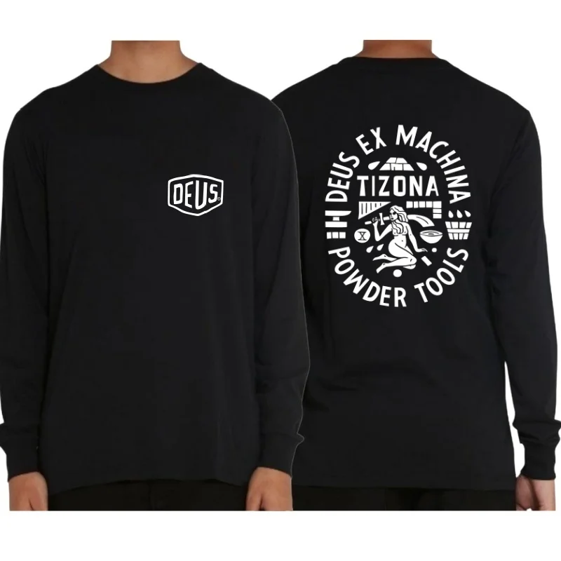 DEUS EX MACHINA Harajuku футболка с длинным рукавом и круглым вырезом надписью Повседневная