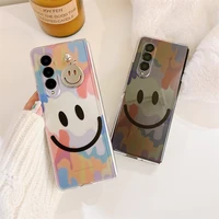 simple color painting graffiti phone case for samsung galaxy z folp 3 5g hard pc back cover for zfolp3 case protective shell