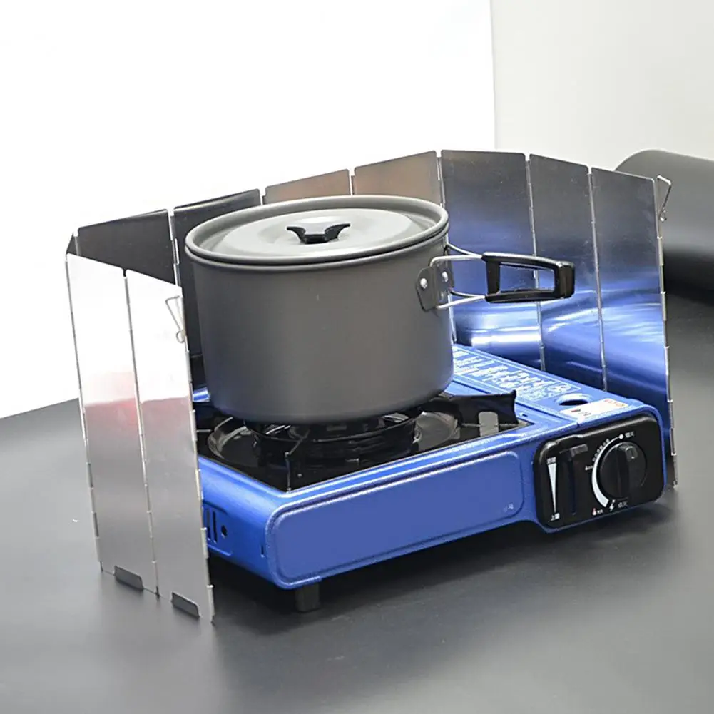 

1 Set Windscreen Foldable Heat Resistance Anti-shedding Windproof 12 Pieces Stove Head Poly Heat Plate Windscreen for Camping