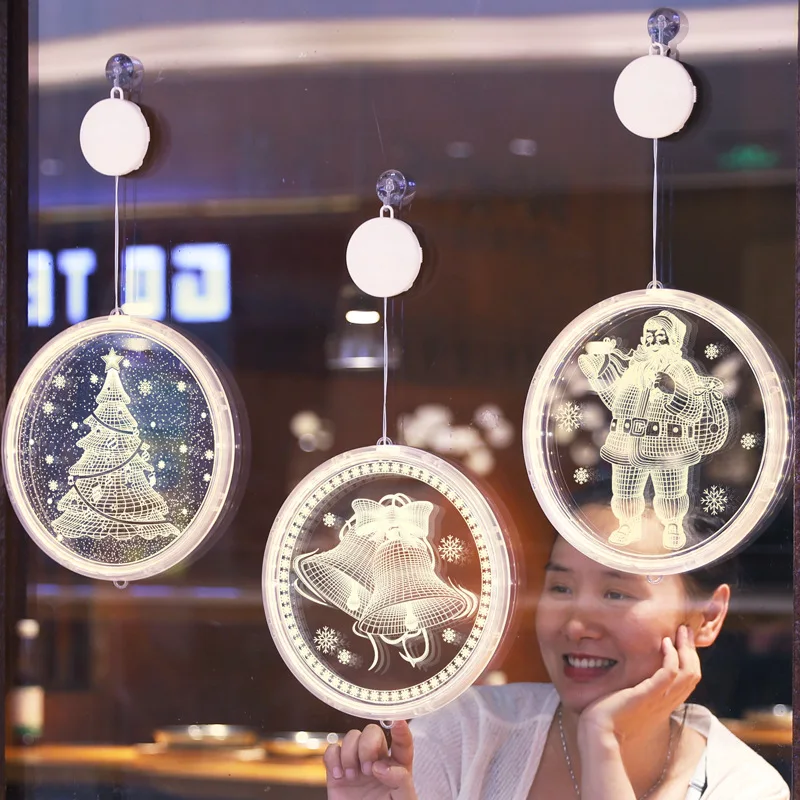 

Christmas Lights 3D Suction Cup Window Light Holiday Room Decoration Nadavid Decor USB/battery Power LED String Lights Garland