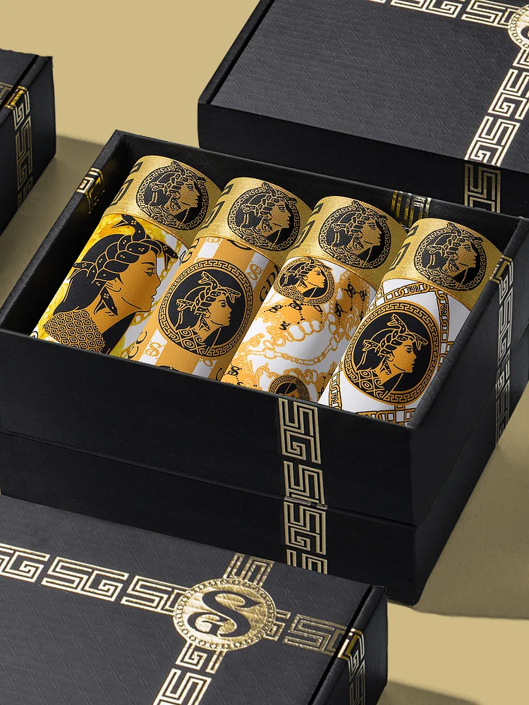 4 шт. дышащие удобные мужские трусы-боксеры с рисунком