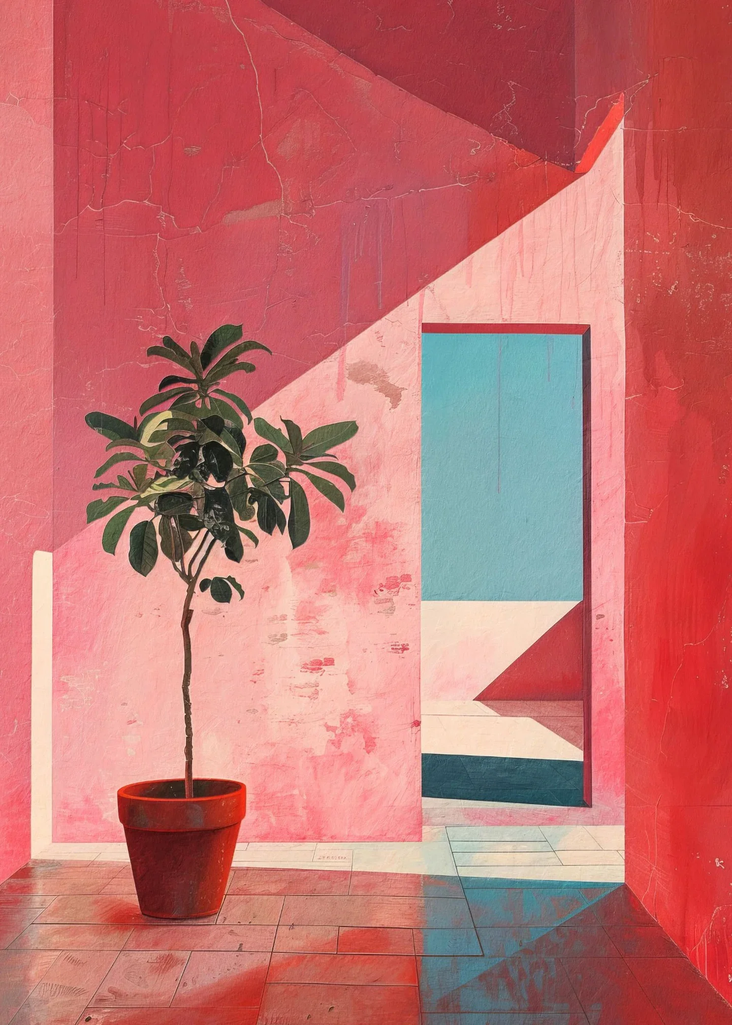 

Розовая Абстрактная Современная Греческая Архитектура, Печать На Холсте, Без Рамы, Настенное Искусство Для Гостиной