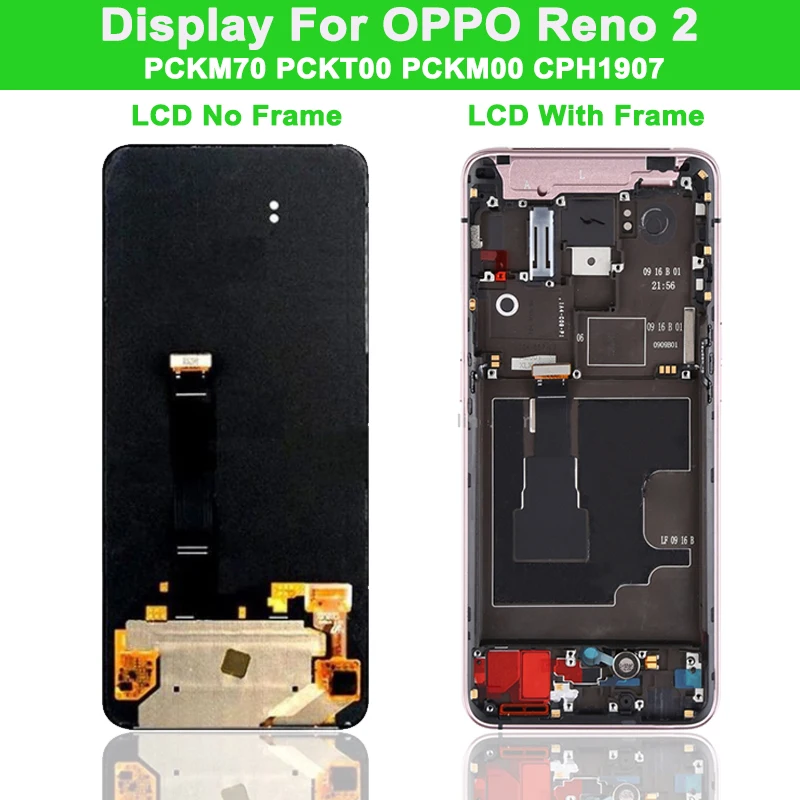 Original 6.5'' Super AMOLED LCD Display For OPPO Reno 2 LCD Touch Screen Digitizer Assembly For OPPO Reno 2 PCKM00 LCD Display enlarge