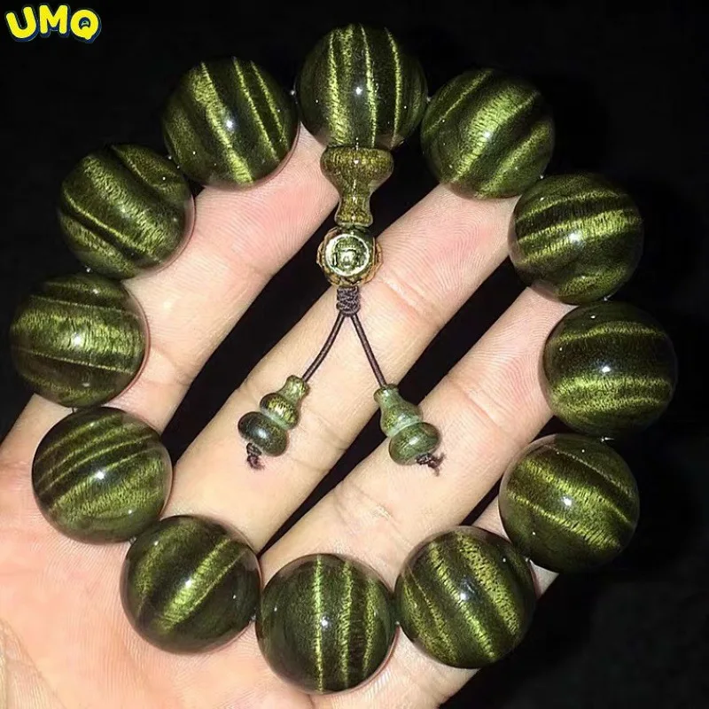 

Jinsinan Shady Chenmu Hand String Green Material Gentian Pattern Full of Water Wave Sichuan Ebony 2.0 Buddha Bead Hand String