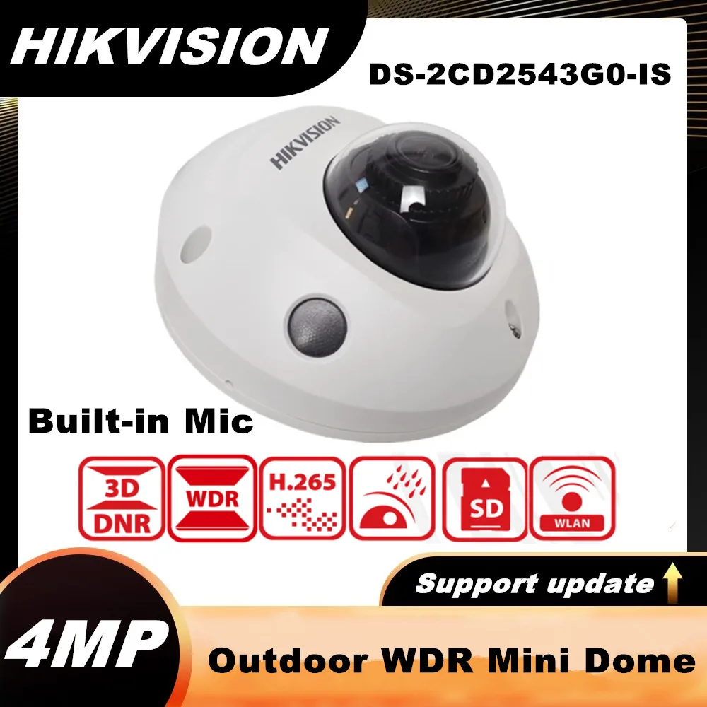 

Hikvision 4MP Outdoor WDR Fixed Mini Dome IP Camera DS-2CD2543G0-IS Built-in Mic Audio And Alarm Interface Available H.265+ IP66