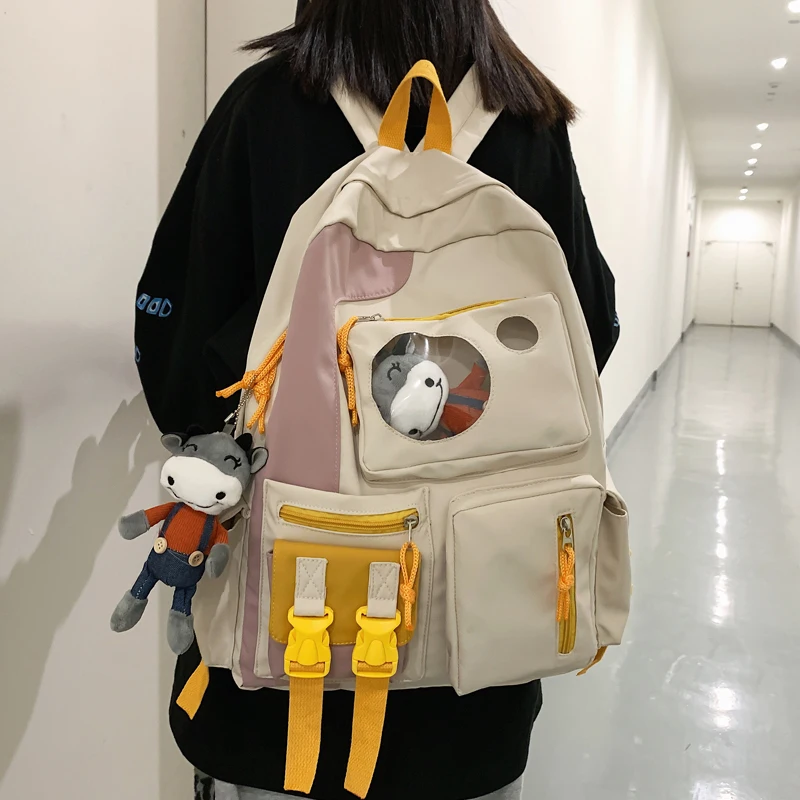 

Новый рюкзак с множеством карманов и пряжкой в стиле пэчворк для женщин Водонепроницаемый Многофункциональный школьный портфель для студе...