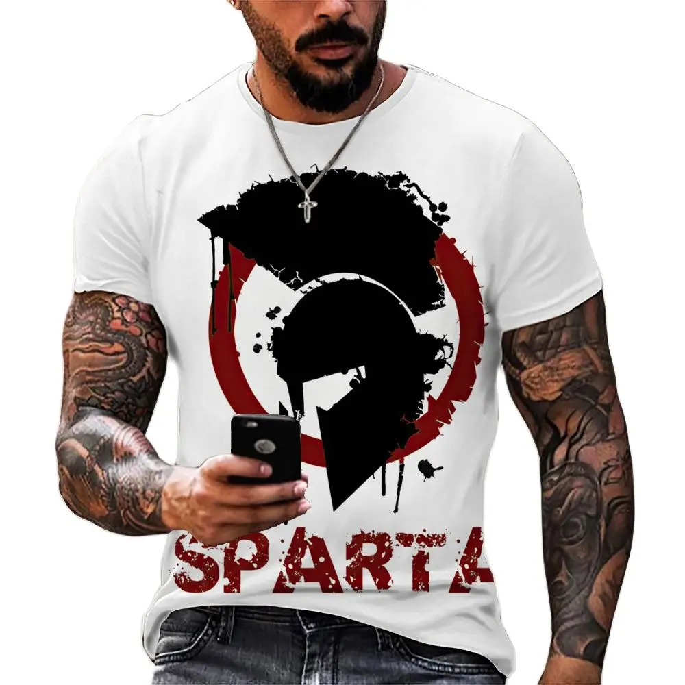 

Новинка 2023, Мужская футболка с 3D принтом спартанского воина, одежда с коротким рукавом и круглым вырезом, Повседневный пуловер оверсайз, удобные футболки, топы