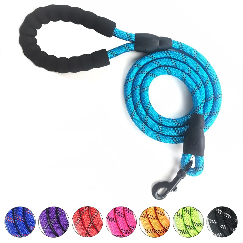 

Pet Reflective Nylon Leash Anti-shock Soft Comfortable Hand Guards Anti-scratch Round Rope Large Dog Pet Outdoor Supplies Leash