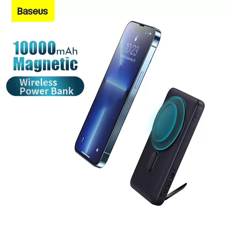 

NEW2023 Baseus Magnetic Wireless 10000mAh 15W Power Bank Wireless Charging External Battery Phone Holder For iPhone 14 13 12 Pro