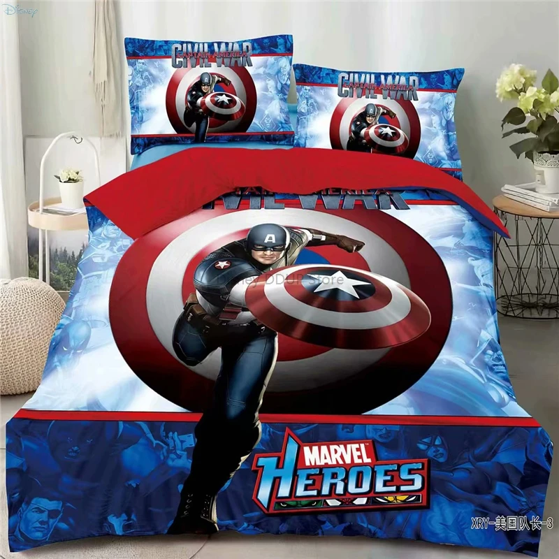 

The Avengers Captain America Spider Man Bedding Set Duvet Cover Bed Sheet Pillowcase Frozen Anna Elsa Disney Princess Bed Linens