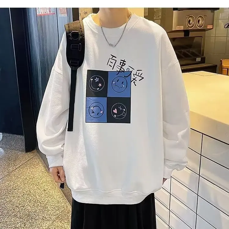 

Mens Casual Harajuku Sweatshirt Hip Hop Round Collar Sweater Men's Spring Autumn Long Sleeve Cartoon Cartoon Loose Casual