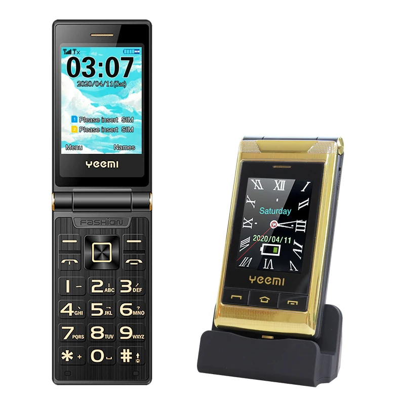 3.0 touch screen with dock flip cell phones unlocked celular speed dial SOS call FM radio senior Push-button cheap mobile phone