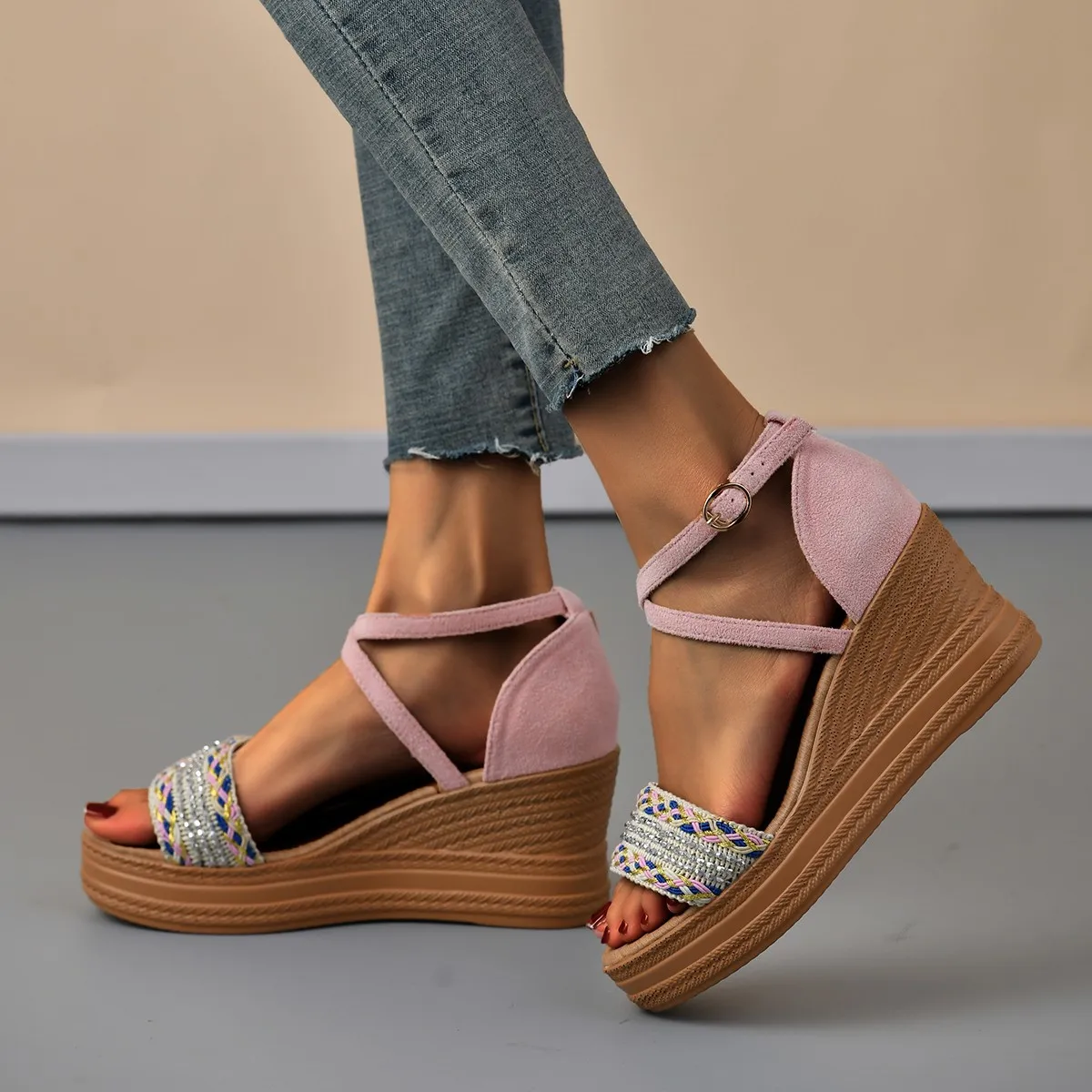 Women's Casual Wedges Sandalias Mujer Summer New Peep ToeHeels Platform Sandals Ladies Light Beach Shoes Zapatos De Mujer