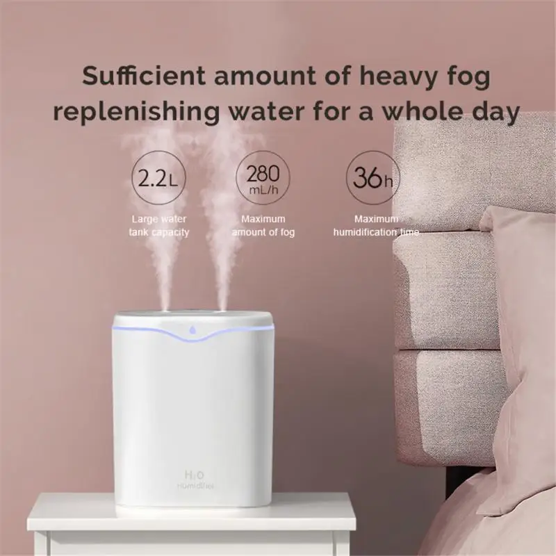 

2.2L USB Air Humidifier Double Spray Port Large Capacity Essential Oil Aromatherapy Diffuser Mist Maker Fogger For Home Office