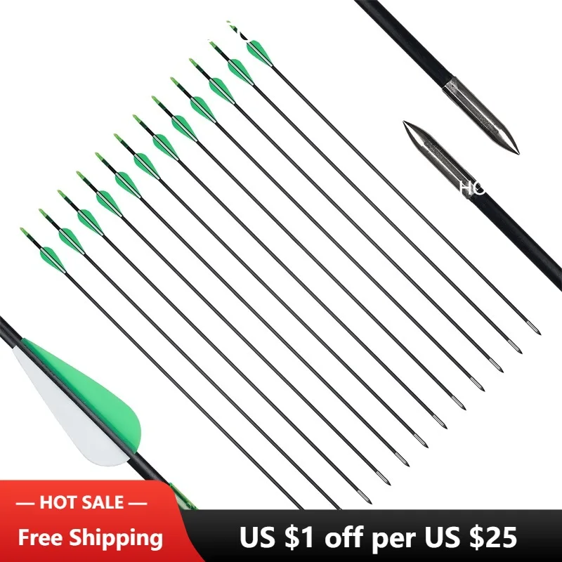 

6/12/24pcs Archery Arrow Fiberglass Arrow Suit For Recurve Bow For Outdoor Shooting Target Practice Hunting Accessories