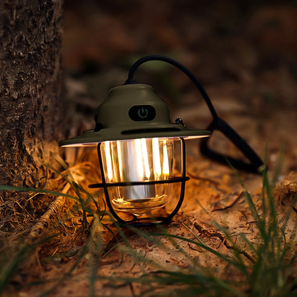 

Portable Retro Camping Lanterns Vintage Tent Lighting Type-C USB Rechargeable LED Lanterns Lamp Hanging Emergency Outdoor Light