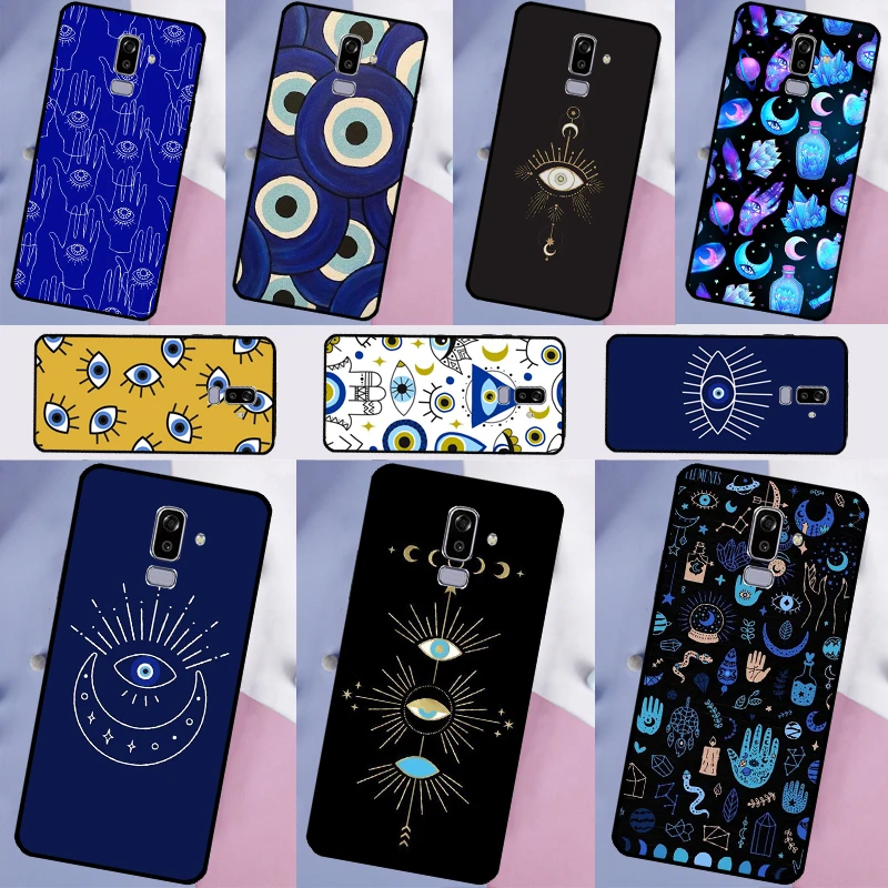 Blue Evil Eye Case For Samsung Galaxy J6 J4 Plus A6 A8 A7 A9 J8 2018 J1 J3 J5 J7 2016 A3 A5 2017 Cover