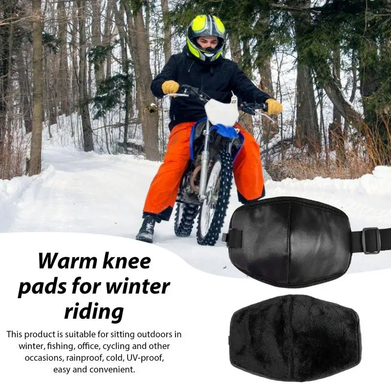 

Winter Warm PU Leather Knee Sleeve Elastic Windproof Knee Wrap Thickened Anti-Slip Knee Pads for Motorcycle Electric Vehicle