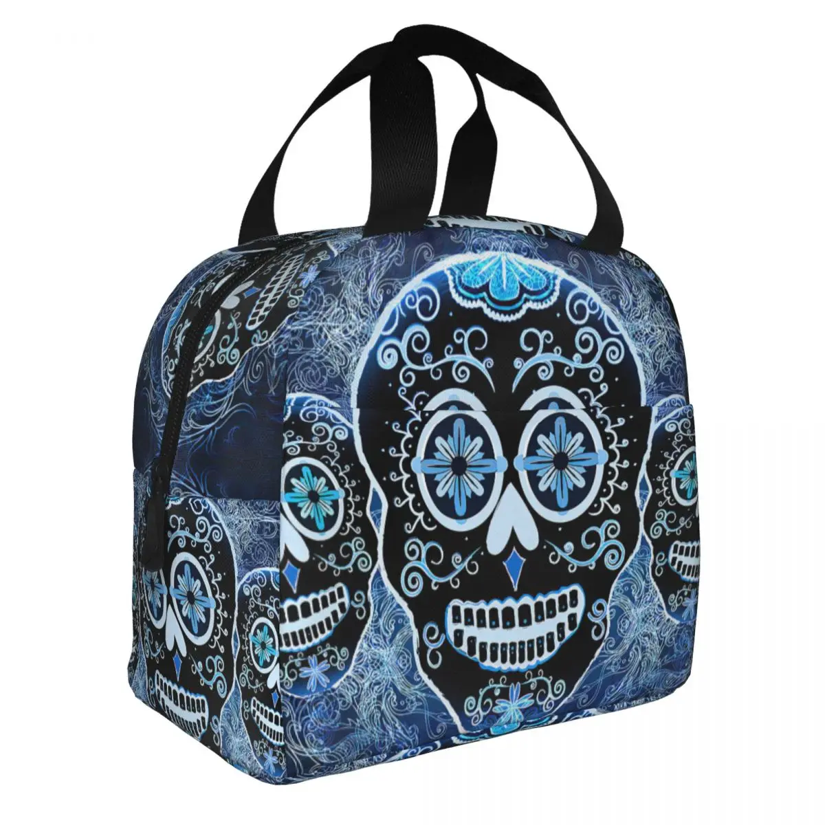 Mexican Skull Lunch Bento Bags Portable Aluminum Foil thickened Thermal Cloth Lunch Bag for Women Men Boy