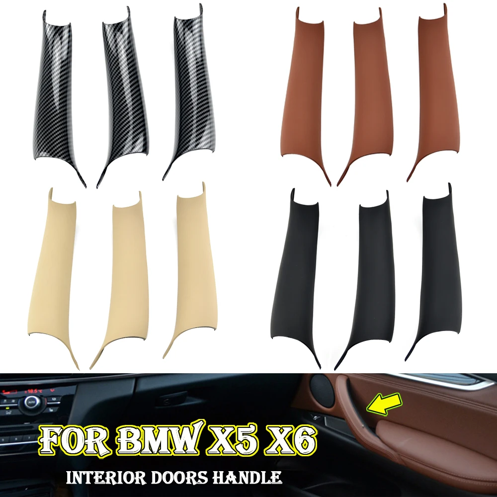 

Car Interior Door Panel Grab Handle Covers Carbon Fiber Armrest Protective Trim Car Styling For BMW X5 F15 X6 F16