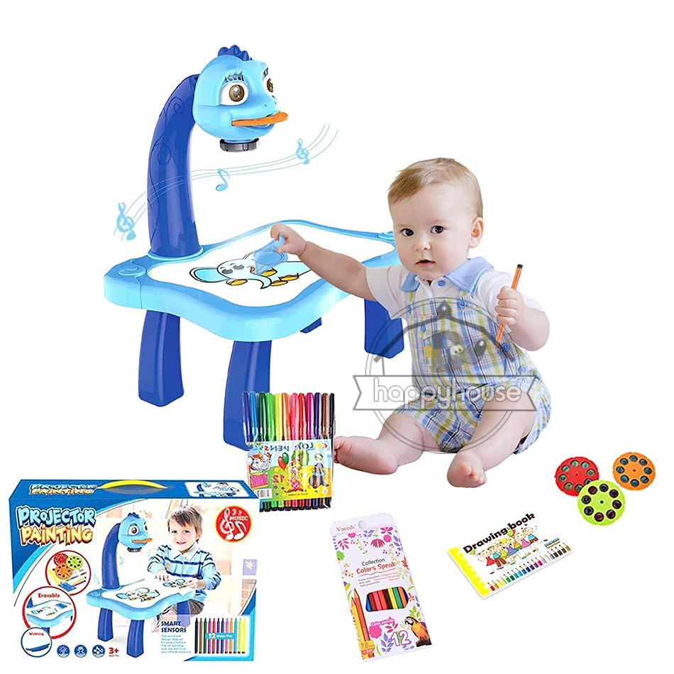 

Led Projector Drawing Table Toys Kids Painting Board Desk with Light Music Children Learning Smart Projector Kids Painting Table