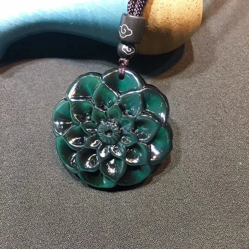 Натуральный цвет обсидиан ручная резная Роза нефритовая подвеска модные