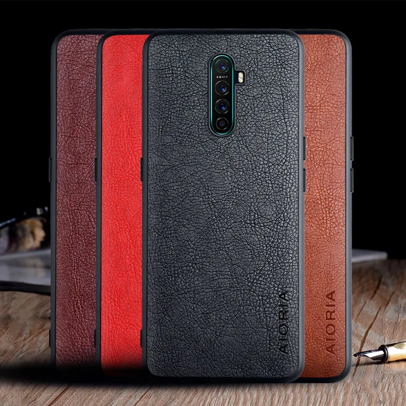 

Case for OPPO Realme X2 Pro funda luxury Vintage Leather skin capa with tpu hard cover for oppo realme x2 pro case coque