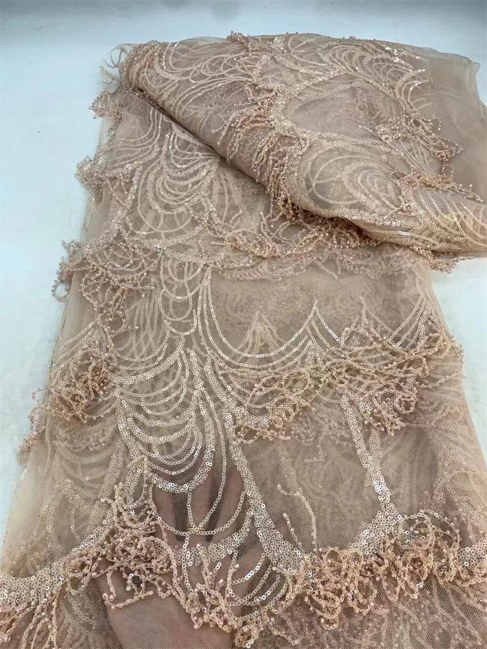 Роскошная новейшая кружевная ткань с блестками 5 ярдов высокое качество 2025 г.