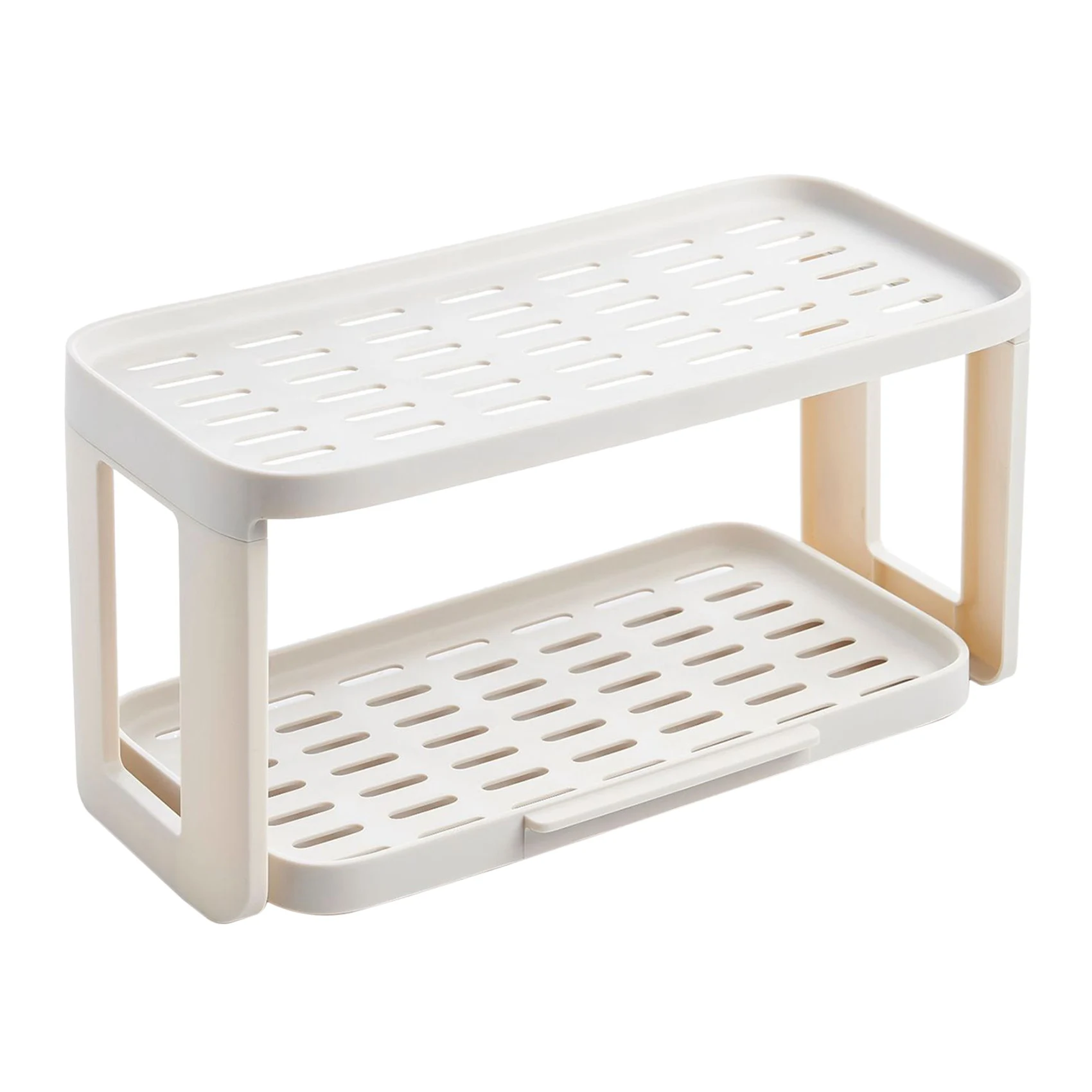 

2 Tier Home Seasoning Storage Rack Spice Organizer Rack Standing Rack Multifunction Kitchen Organizer Creamy-White