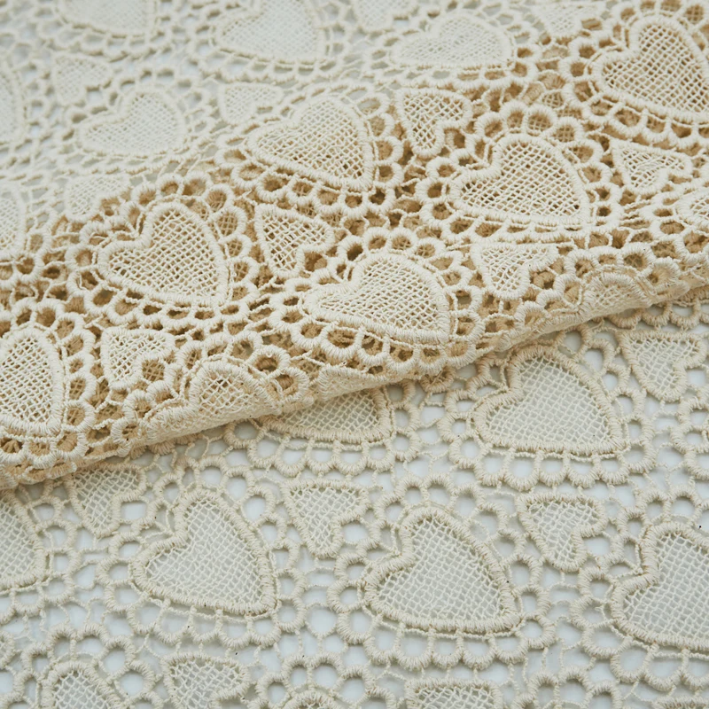 Персиковое сердце чистого хлопка Водорастворимая кружевная Ткань Для платья