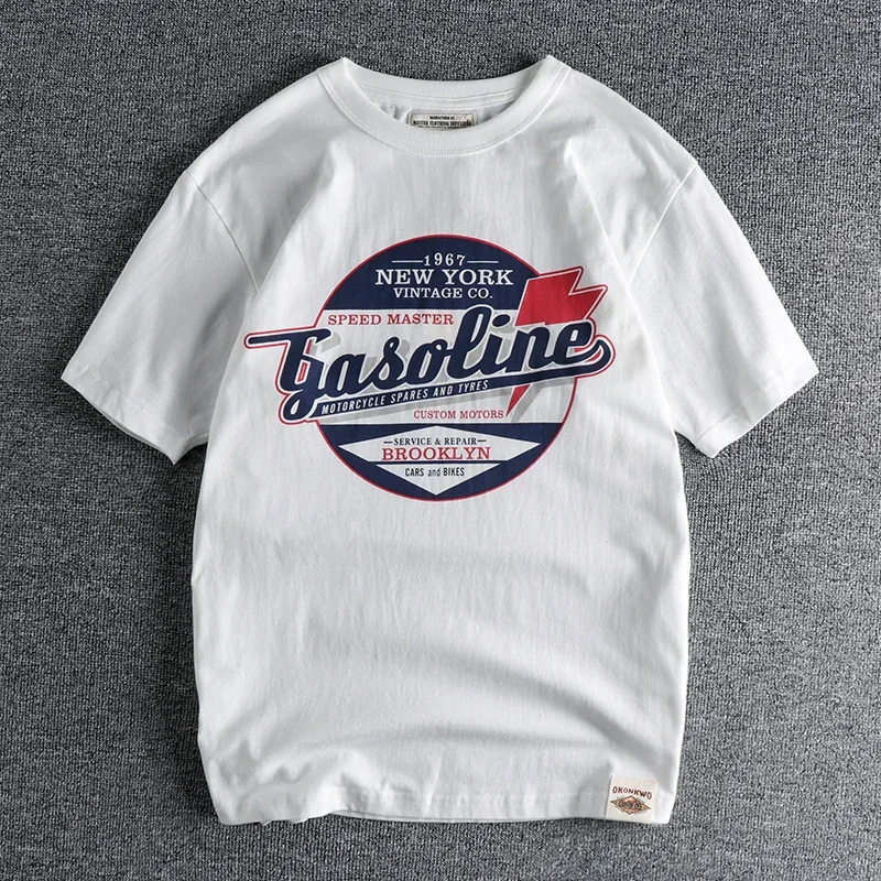 Летняя новая американская Ретро футболка с коротким рукавом и круглым вырезом