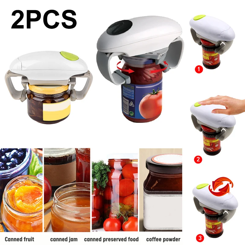 

2pcs Electric Can Opener Automatic Restaurant Bottle Opener Battery Operated Handheld Jar Tin Opener Kitchen Gadgets Cap Gun
