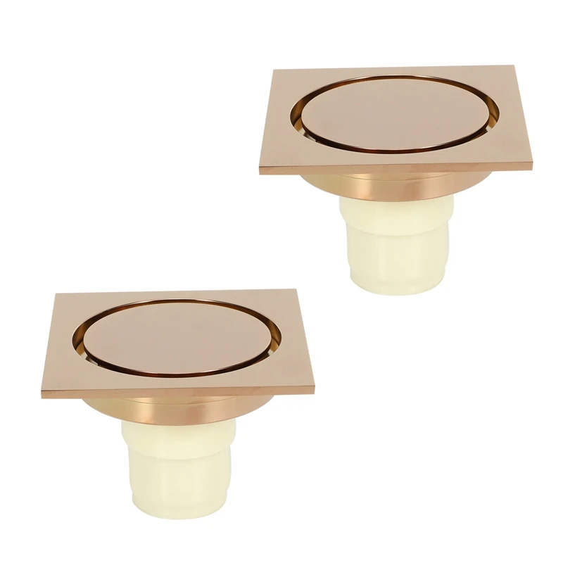 

2X New Rose Gold Shower Drain Sink Bathtub Drainer Bathroom Toilet Kitchen Balcony Universal Floor Drain