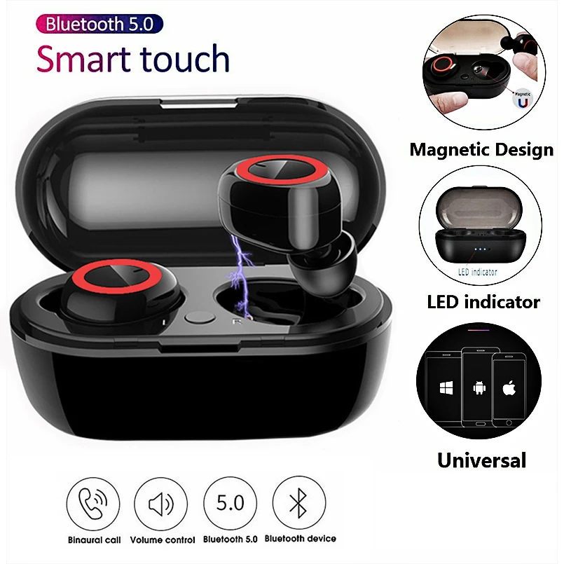 

Y50 Bluetooth 5.0 Earbuds TWS Wireless Headphones Sport Sweatproof Earphones 3D Stereo Gaming Headsets with Mic Charging Box