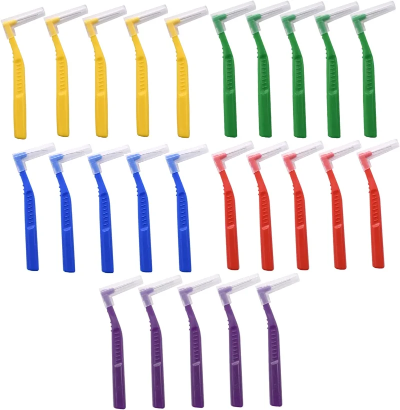 

25 Pcs Interdental Angle Brushes,Reusable Dental Cleaners,Oral Dental Hygiene Brush,Dental Toothpick for Braces,Cleaning Tool