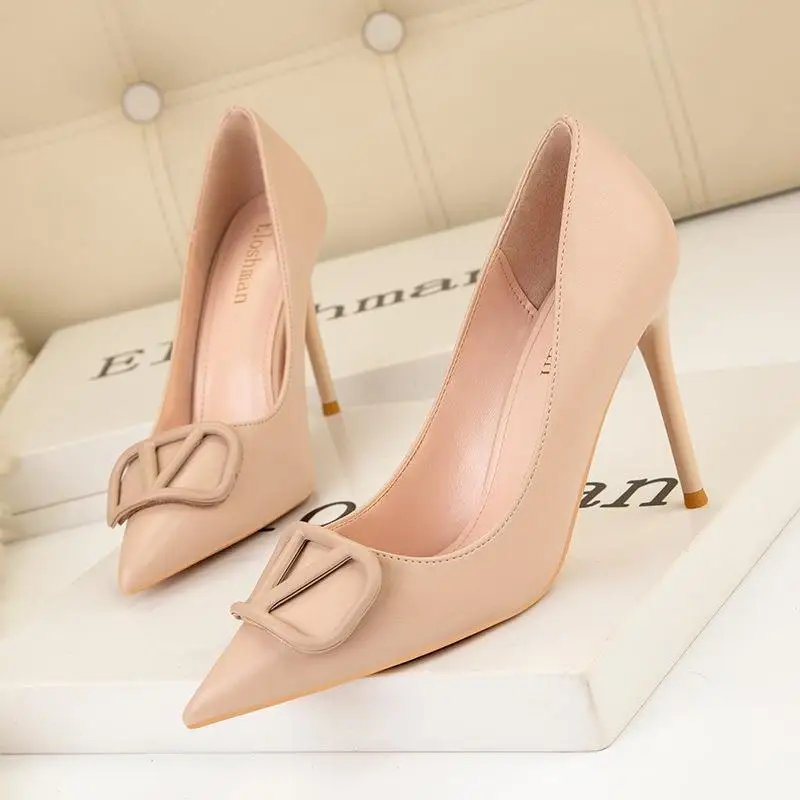 

Ladies High Heels Sexy Pointed Toe Stiletto Sandals Fashion All-match Nude Color Office Women's Shoes Single Shoes 20022 New