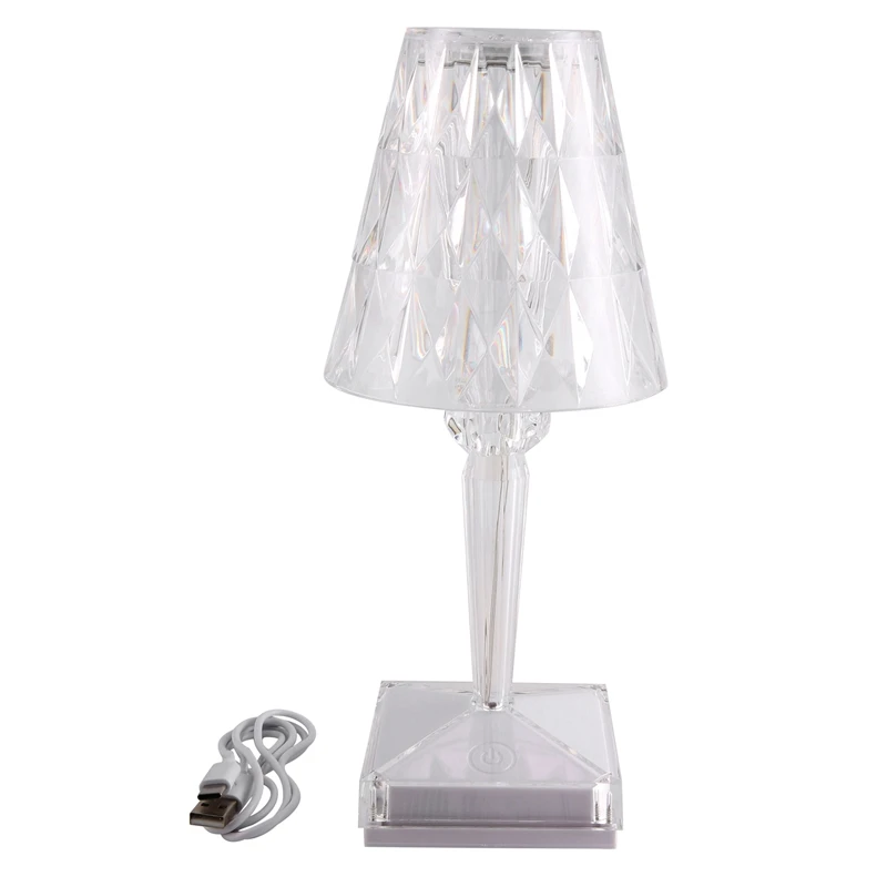 

Алмазная настольная лампа, акриловые декоративные светильники с подзарядкой через USB, прикроватная тумбочка для спальни, освещение ночью