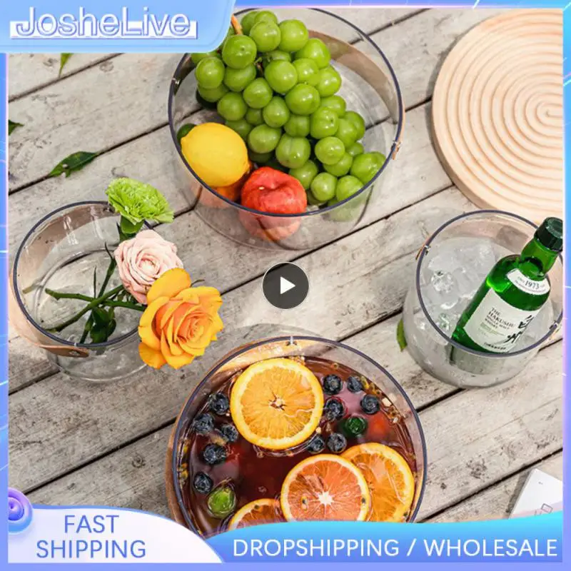 

PET Ice Bucket High-value Household Portable Transparent Basket Beer Barrel Champagne Wine Fruit Storage Basket Home Accessories