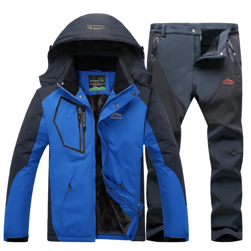 Men's Clothes Mountaineering Casual Clothing Winter Keep-warm Men Suit Windproof Waterproof Breathable Jacket Fleece Set