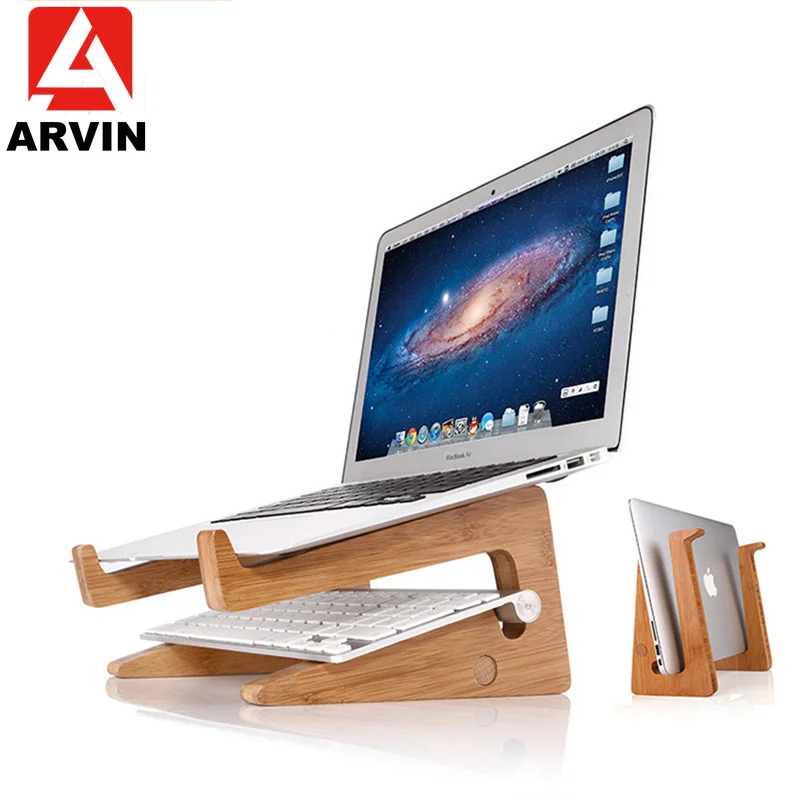 

Arvin Increased Height Cooling Bamboo Laptop PC Stand for Macbook Air Pro Retina Vertical Base Bracket for 15 Inch Notebook PC