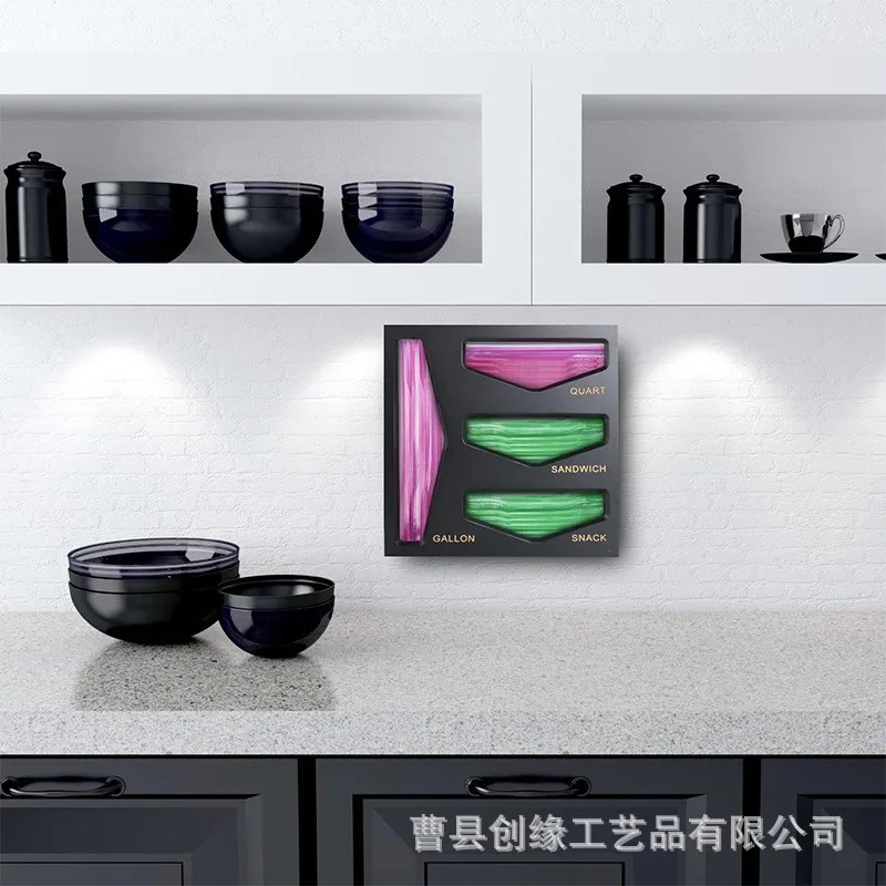 

Food Ziplock Bag Organizer Multi-use Bamboo Kitchen Drawers Storage Holders For Most Brands Of Gallon Bag Quart Bag Sandwich