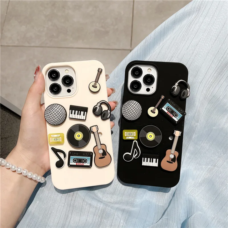 

Luxury Creativity Soft Cilicone DIY Phone Case For iphone 14 13 12 i11 Pro Max 13pro Fashion Music Ukulele piano guitar Djing
