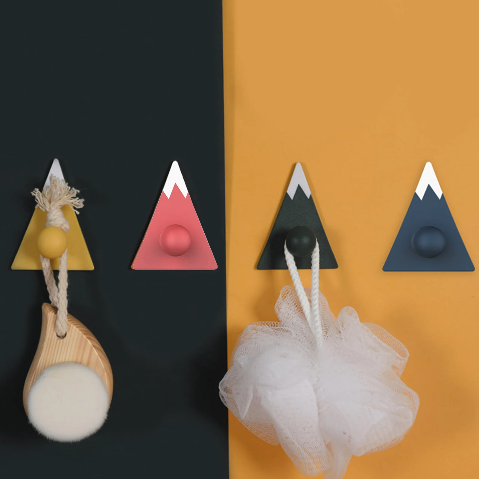 

4Pcs Self-adhesive Wall Hook Nordic Triangle Snow Mountain Shaped Clothes Hat Keys Tote Hanger Hooks Home Decorative Hooks
