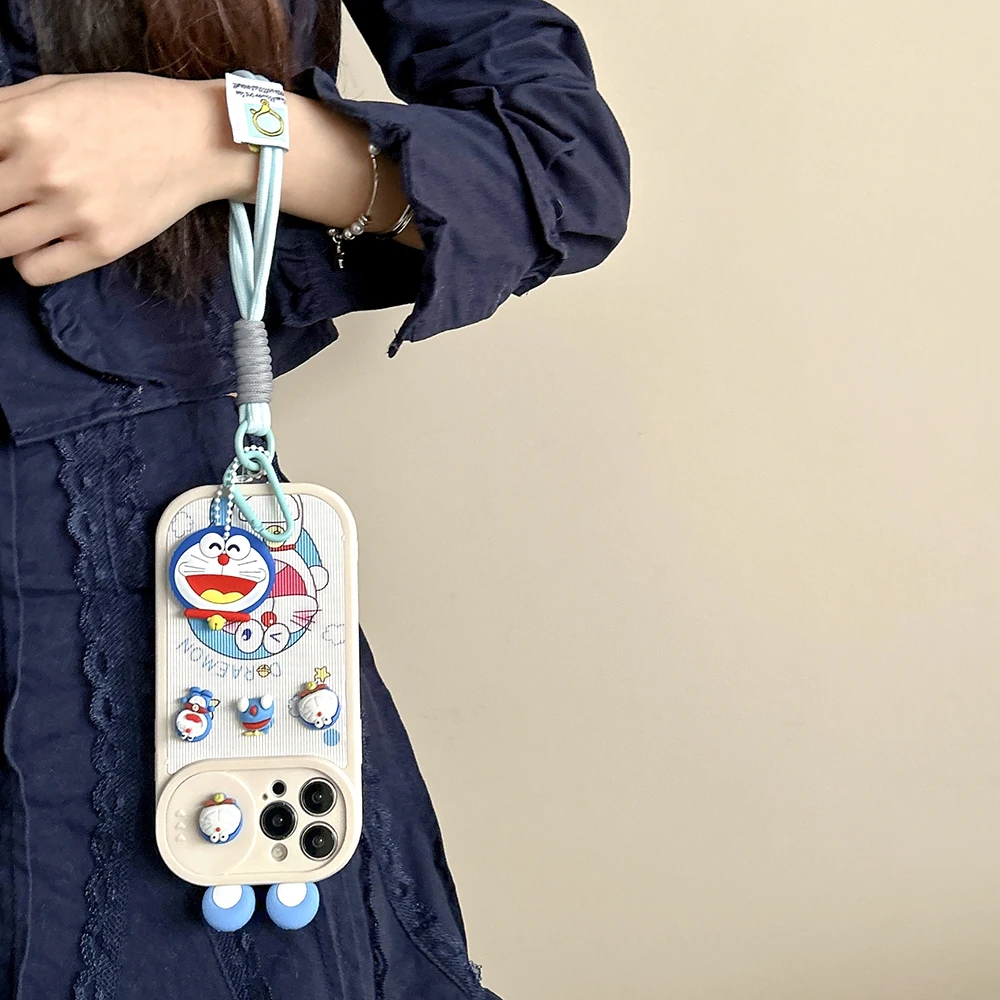 Чехол для телефона с раздвижным окном в стиле аниме 3D Ear D-Doraemons IPhone 16 15 14 13 12 11 Pro Max