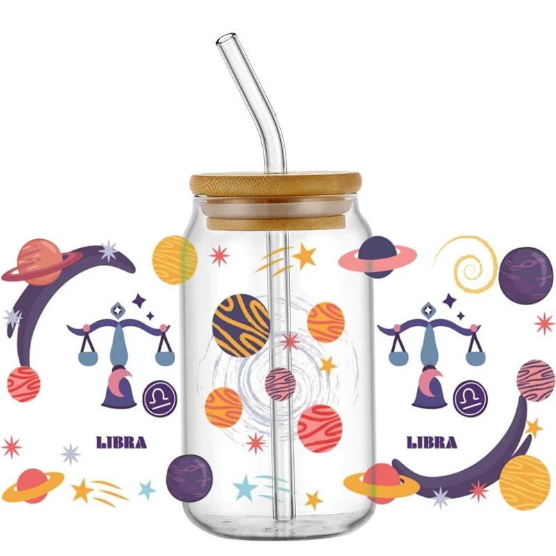 Наклейка Miniso с созвездиями 16 унций Libbey UV DTF переводные наклейки для кружек на