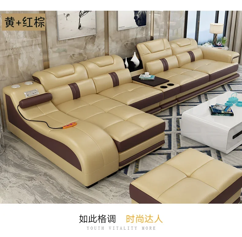 Секционный диван с массажным шезлонгом подстаканником USB регулируемыми