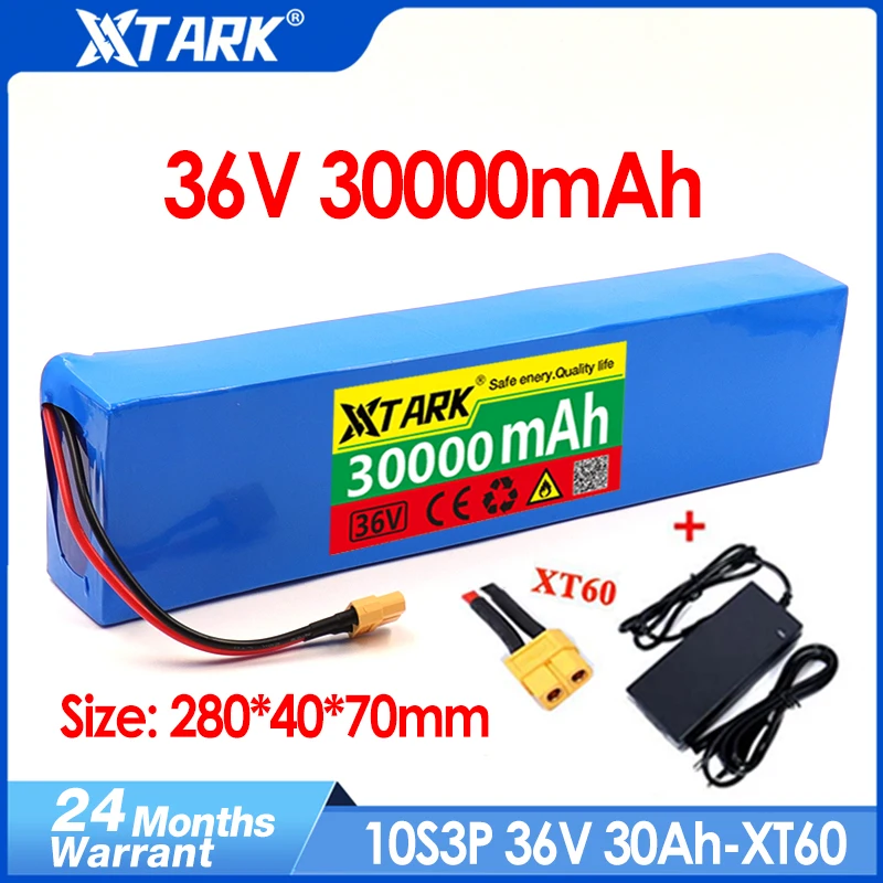 

36v 30000mAh 10S3P 18650 lithium battery pack 500w high power 42v for electric bike scooter BMS 30A 36v battery lifepo4
