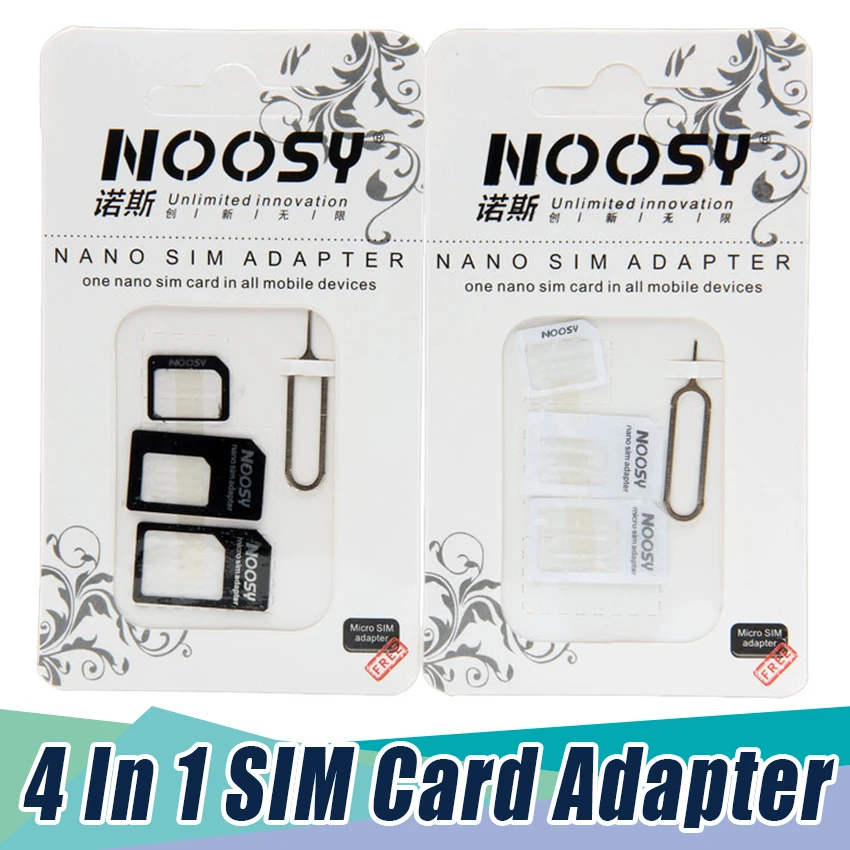 4 In1 Nano SIM Card Adapter Kit Micro SIM Standard SIM Card Converter with Needle for IPhone Tablet All Mobile Phone Sims Holder