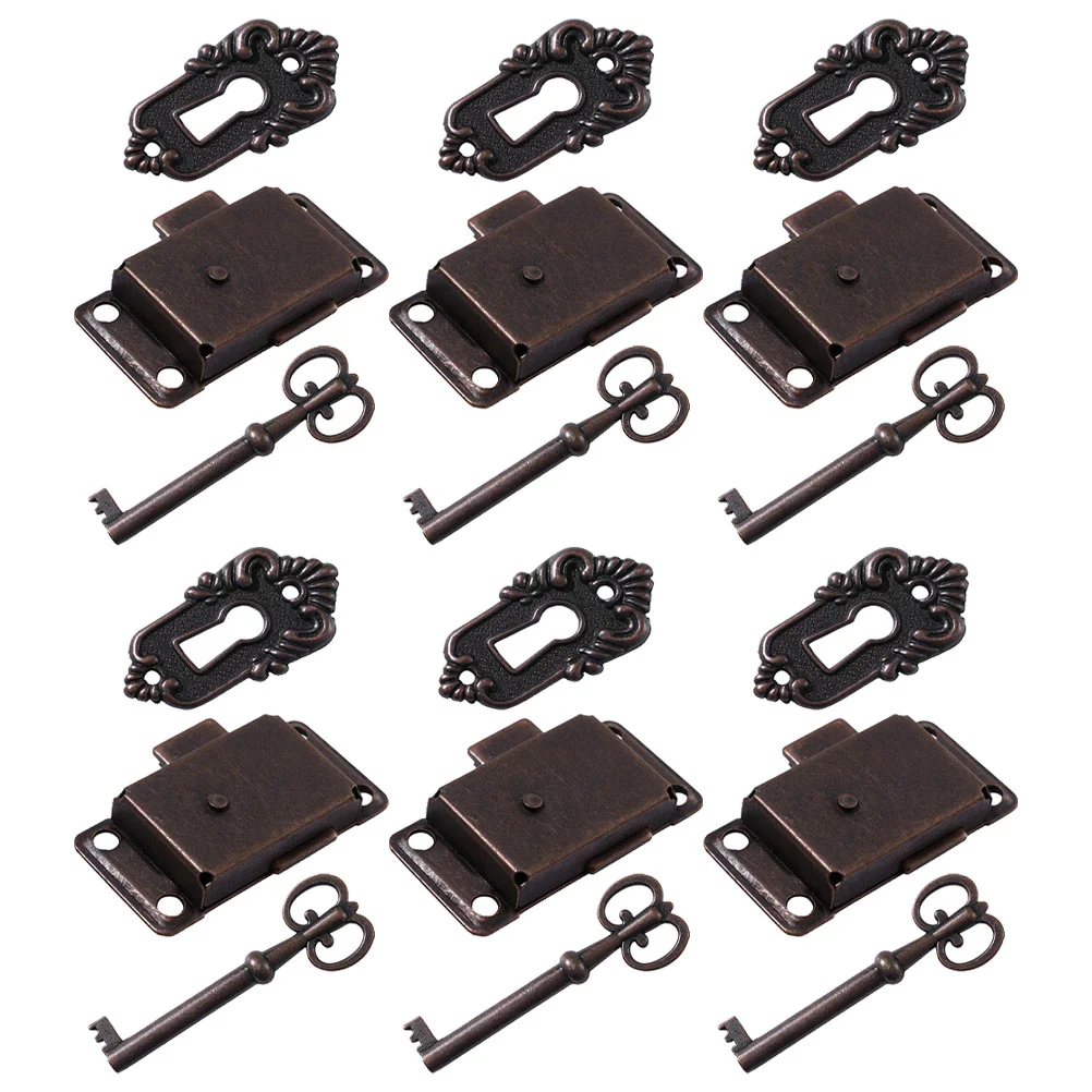 

6 Sets Furniture Decorative Lock Drawer Lock Vintage Drawer Lock