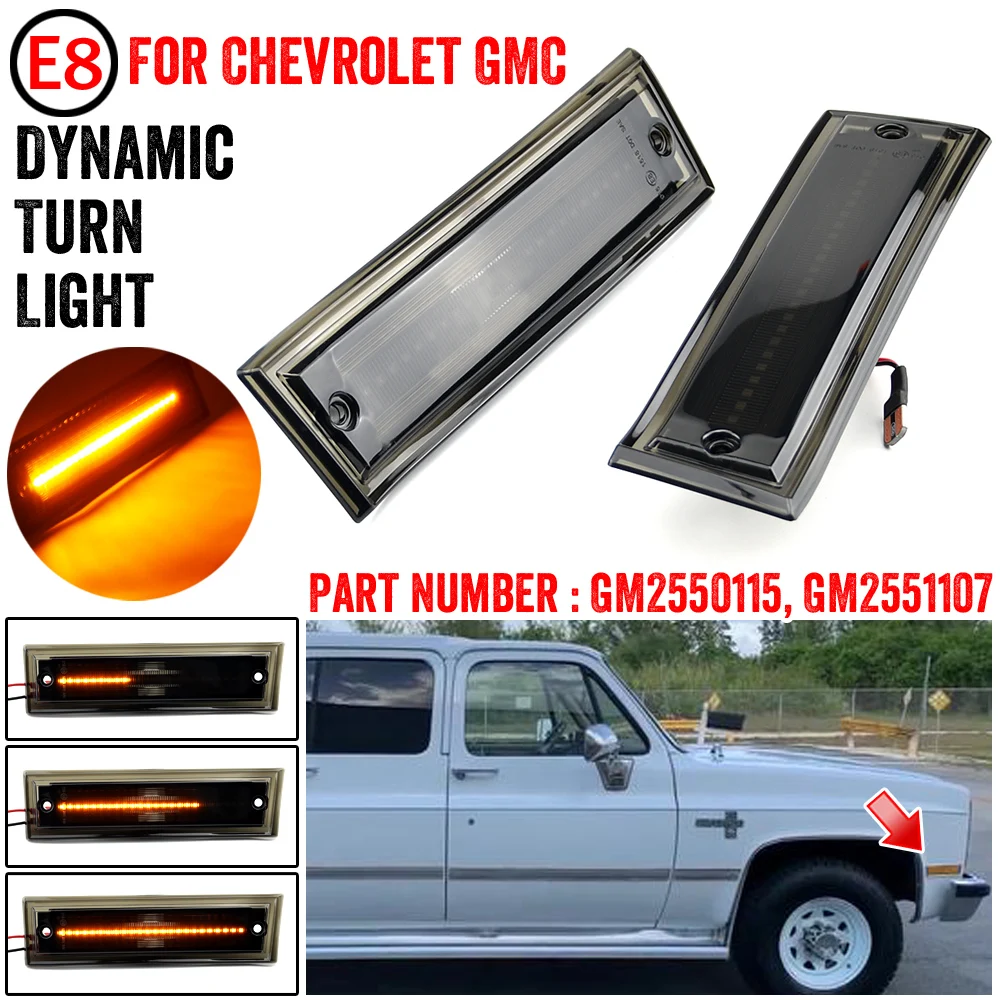 

Smoked Dynamic LED Side Marker Light Amber Turn Signal Blinker Lamp For 1981-1991 Chevrolet C10 C20 C30 GMC